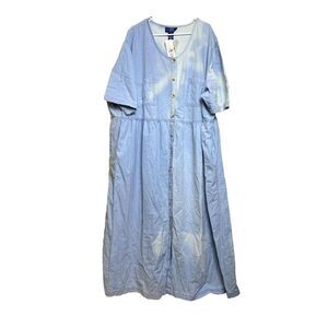 Original TY Wear Dress Womens 5X Denim Button Front Bleached‎ Plus NWT